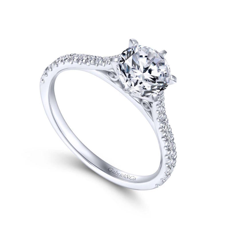 Gabriel & Co. 14k White Gold Contemporary Straight Engagement Ring