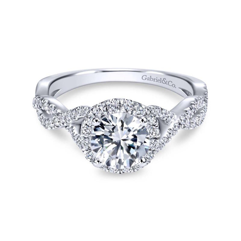 Gabriel & Co. 14k White Gold Contemporary Criss Cross Engagement Ring