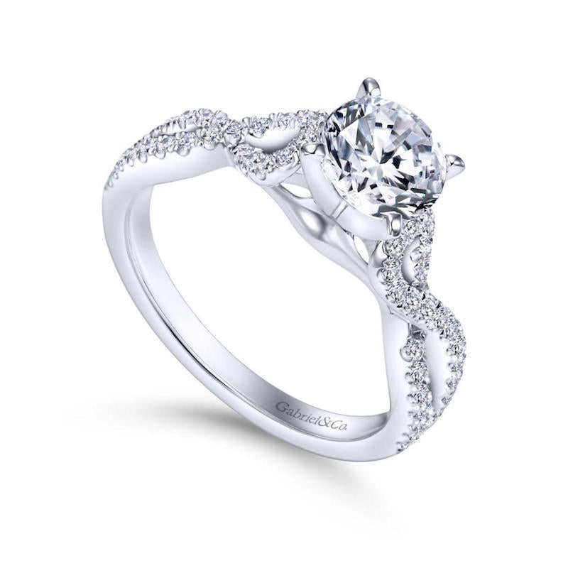 Gabriel & Co. 14k White Gold Contemporary Twisted Engagement Ring