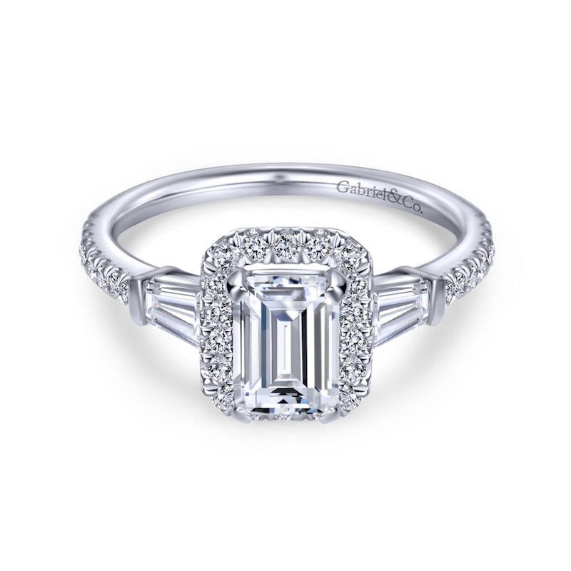 Gabriel & Co. 14k White Gold Contemporary Halo Engagement Ring