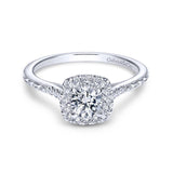 Gabriel & Co. 14k White Gold Victorian Halo Engagement Ring