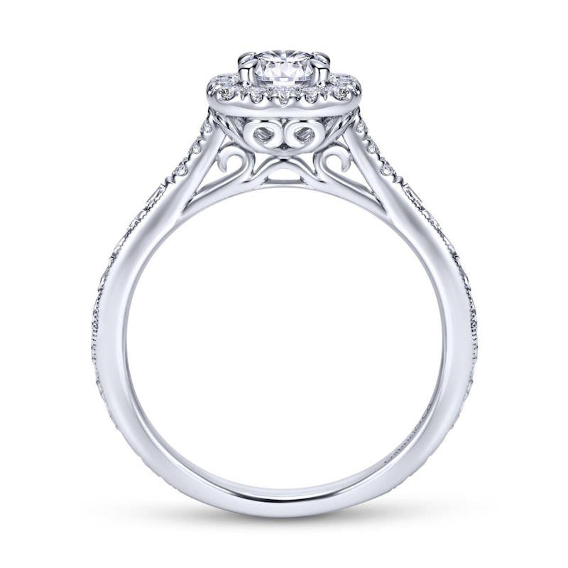 Gabriel & Co. 14k White Gold Victorian Halo Engagement Ring