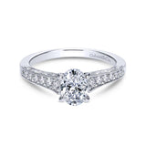 Gabriel & Co. 14k White Gold Victorian Straight Engagement Ring