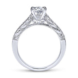 Gabriel & Co. 14k White Gold Victorian Straight Engagement Ring