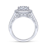 Gabriel & Co. 14k White Gold Victorian Halo Engagement Ring