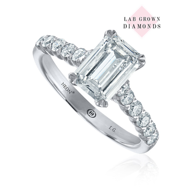 Christopher Designs NEON Emerald Lab Grown Diamond Engagement Ring
