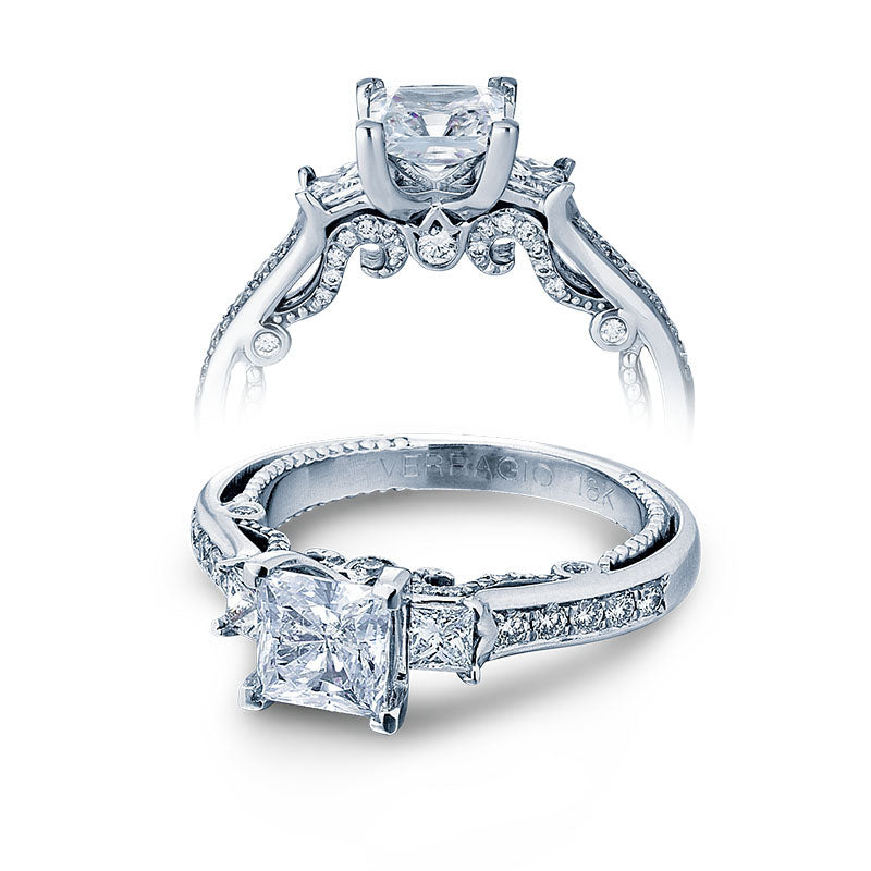 Verragio 14k White Gold Insignia 3 Stone Engagement Ring