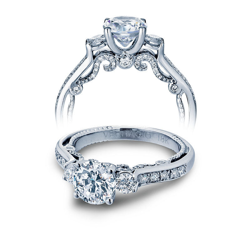 Verragio 14k White Gold Insignia 3 Stone Engagement Ring