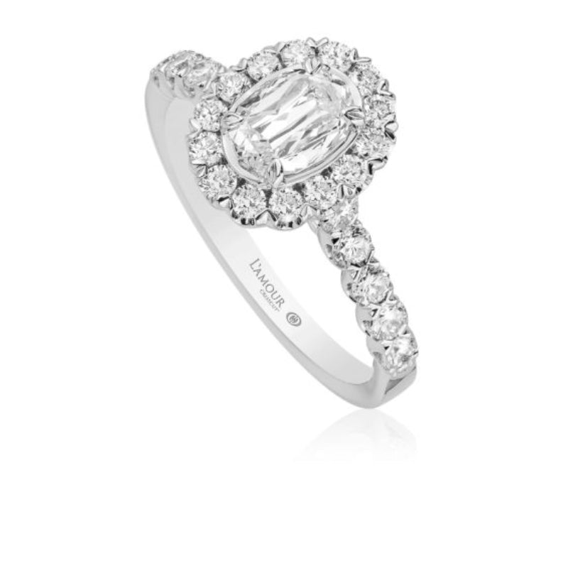 Christopher Designs L'Amour Crisscut Oval Diamond Engagement Ring