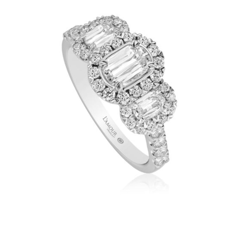 Christopher Designs L'Amour Crisscut Diamond 3 Stone Engagement Ring