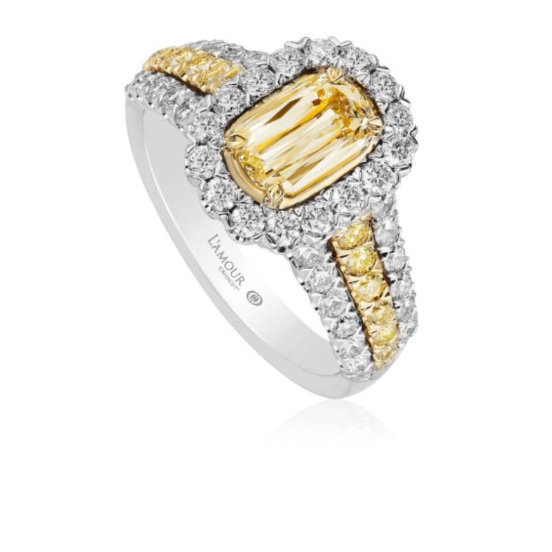 Christopher Designs L'Amour Crisscut Yellow Diamond Engagement Ring