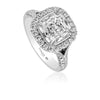 Christopher Designs Cushion Cut Diamond Engagement Ring with Halo Design in White Gold