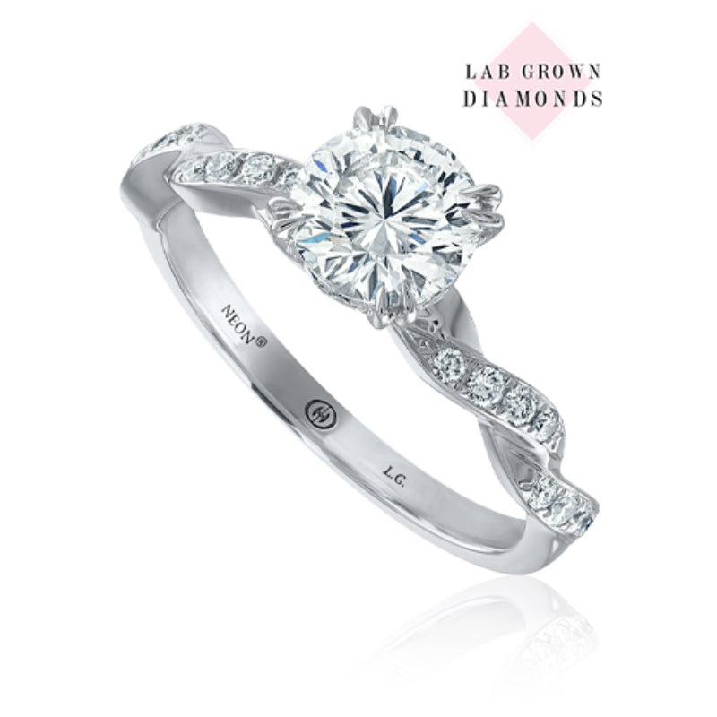 Christopher Designs NEON Crisscut Round Lab Grown Diamond Engagement Ring