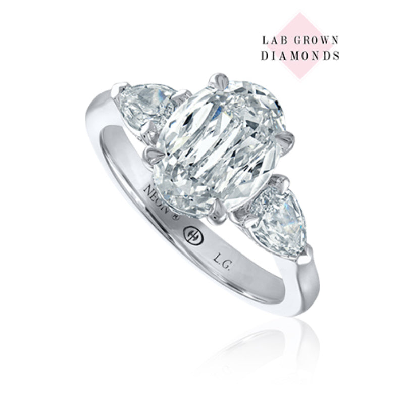 Christopher Designs NEON Crisscut Oval Lab Grown Diamond Engagement Ring with Fancy Sides