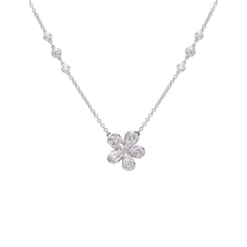 Christopher Designs L'Amour Crisscut Pear Shape Flower Pendant