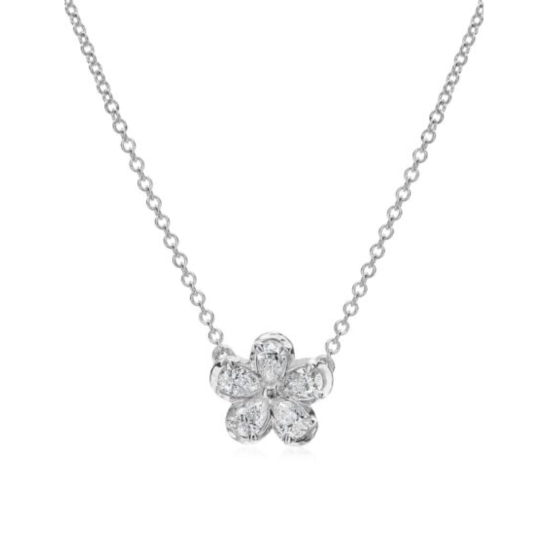 Christopher Designs NEON Crisscut Pear Shape Lab Grown Diamond Flower Necklace