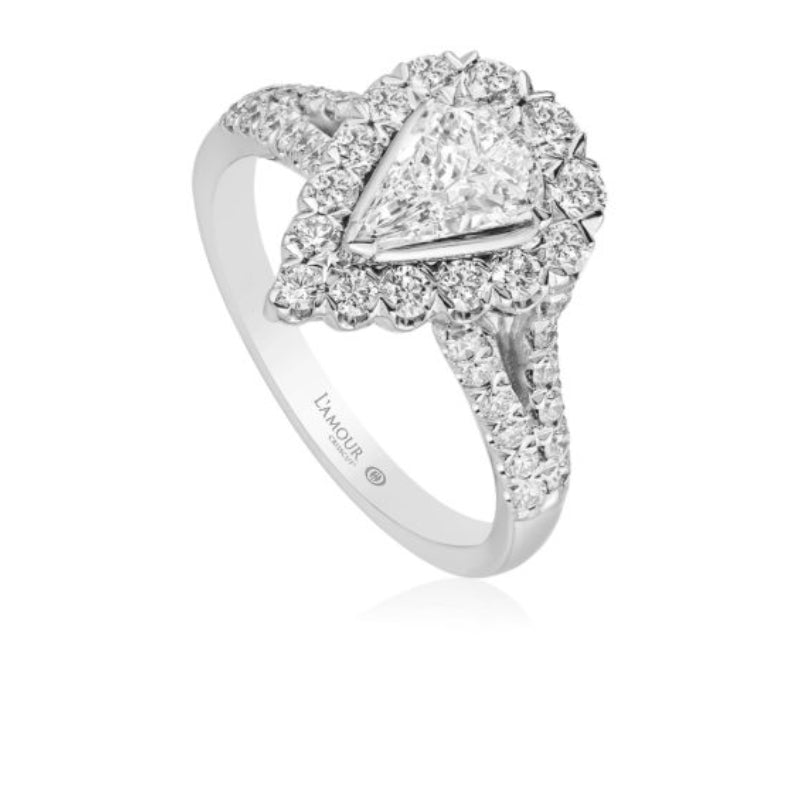 Christopher Designs L'Amour Crisscut® Pear Shape Diamond Engagement Ring