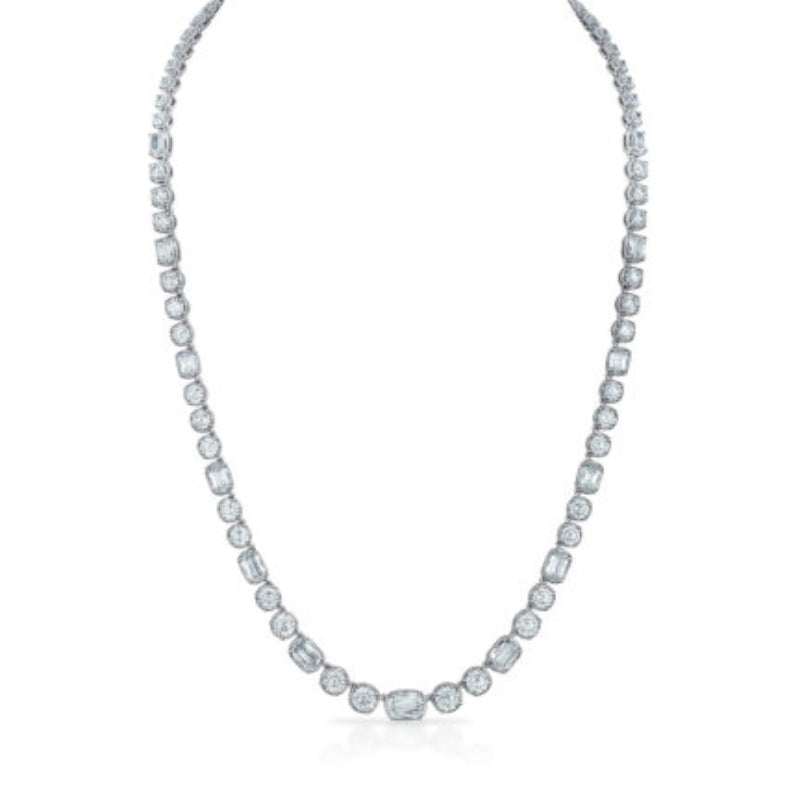 Christopher Designs Diamond Necklace with Alternating L'Amour Crisscut