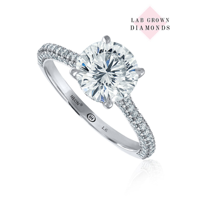 Christopher Designs NEON Crisscut Round Lab Grown Diamond  Engagement Ring