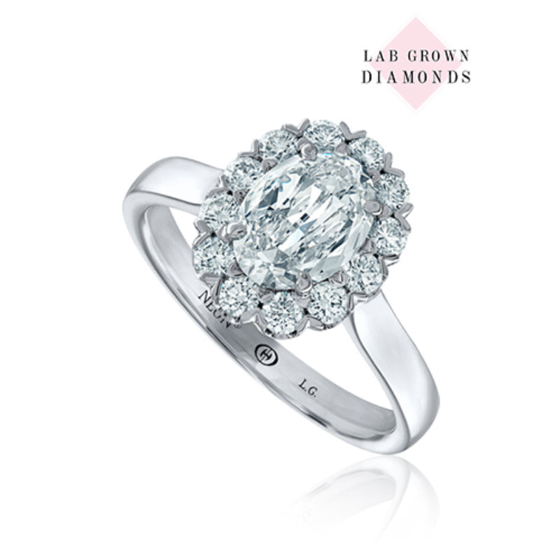 Christopher Designs NEON Crisscut Oval Lab Grown Diamond , Halo Engagement Ring