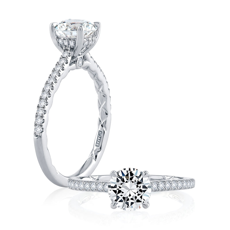 A. Jaffe Four Prong Engagement Ring with Diamond Band