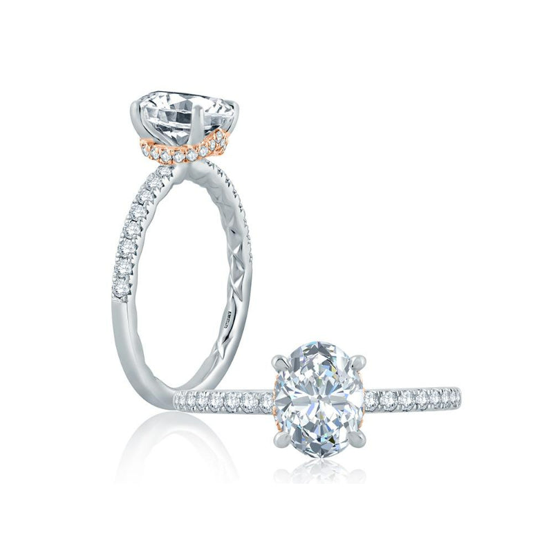 A. Jaffe Delicate Oval Solitaire with Belted Gallery Detail