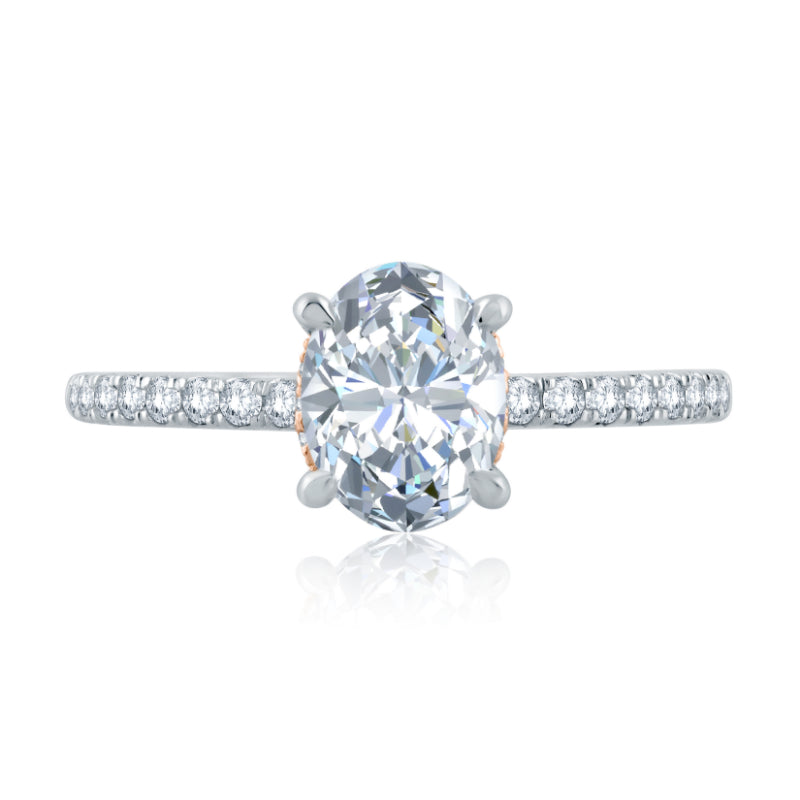 A. Jaffe Delicate Oval Solitaire with Belted Gallery Detail