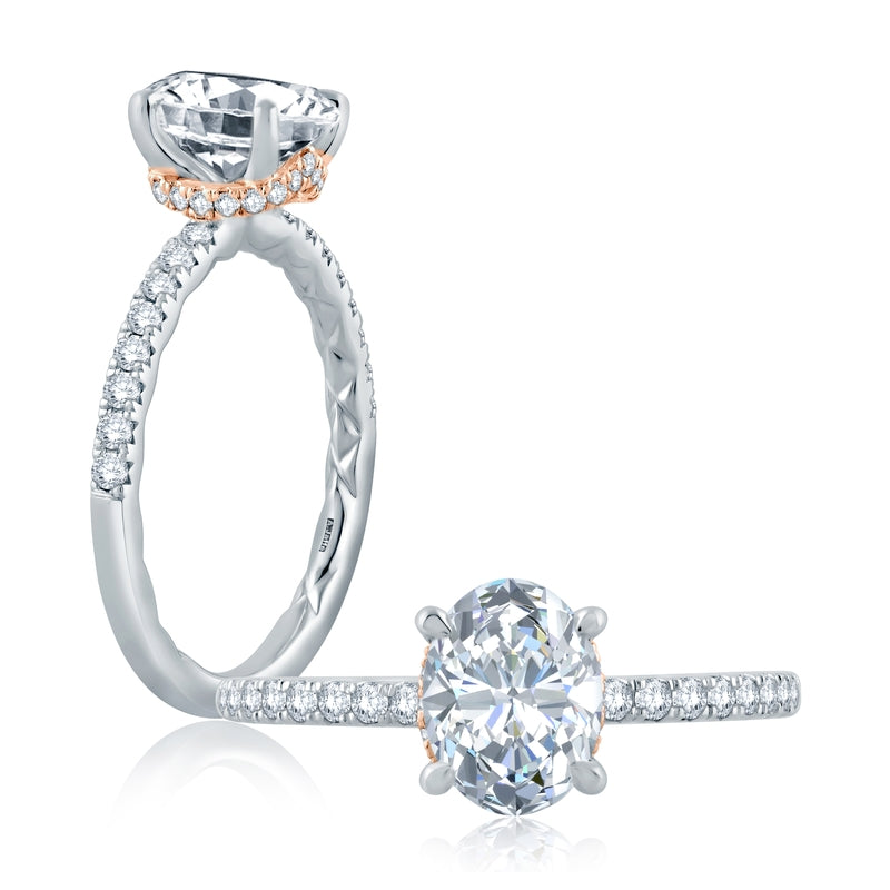 A. Jaffe Delicate Oval Solitaire with Belted Gallery Detail