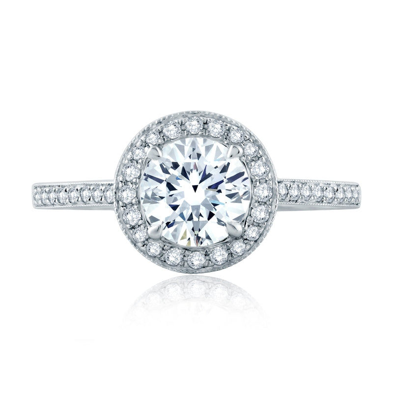 A. Jaffe Round Halo Diamond Engagement Ring