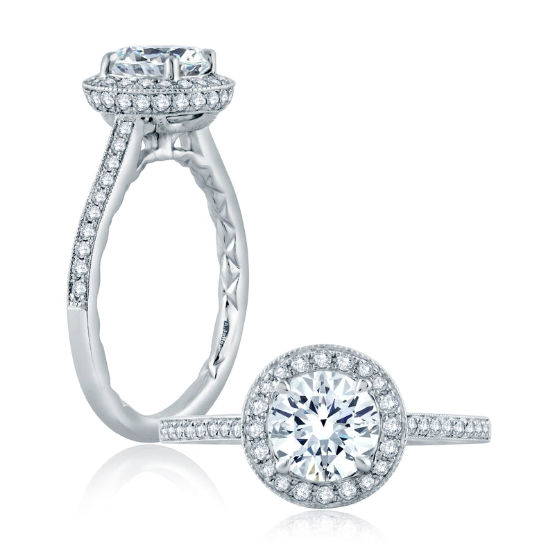 A. Jaffe Round Halo Diamond Engagement Ring