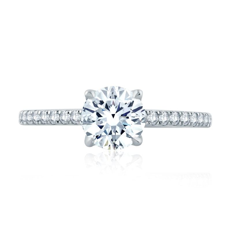 A. Jaffe Round Center Draped Gallery Solitaire Engagement Ring