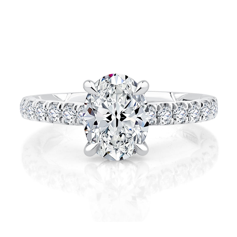 A. Jaffe Hidden Halo Oval Center Diamond Engagement Ring