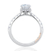 A. Jaffe Oval Cut Shared Prong Diamond Engagement Ring with Hidden Halo