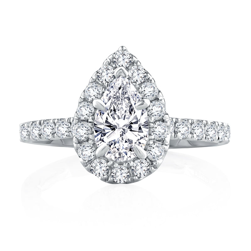 A. Jaffe Diamond Pear Center Engagement Ring with Diamond Halo