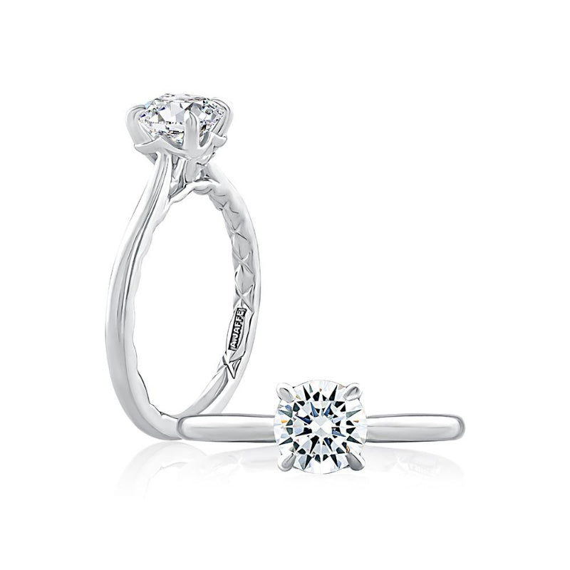 A. Jaffe Round diamond solitaire with diamond accent in undergallery