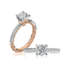 A. Jaffe Modern Two tone Round Center Diamond Engagement Ring with Iconic Quilt Pave Band