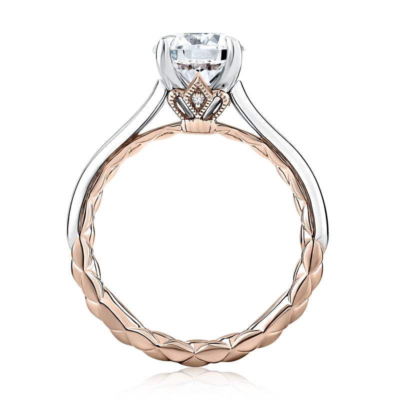 A. Jaffe Two Tone Solitaire Diamond Engagment Ring