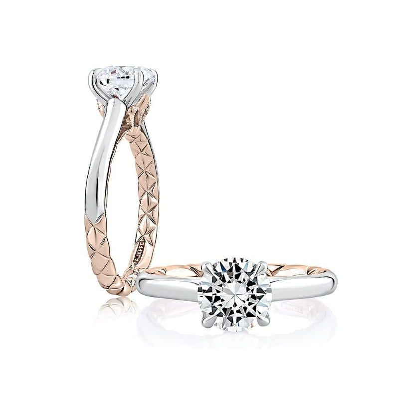 A. Jaffe Two Tone Solitaire Diamond Engagment Ring