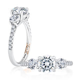 A. Jaffe Three Stone Trelllis Diamond Engagement Ring