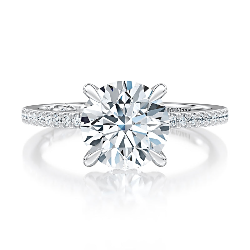 A. Jaffe Round Cut Scalloped Engagement Ring