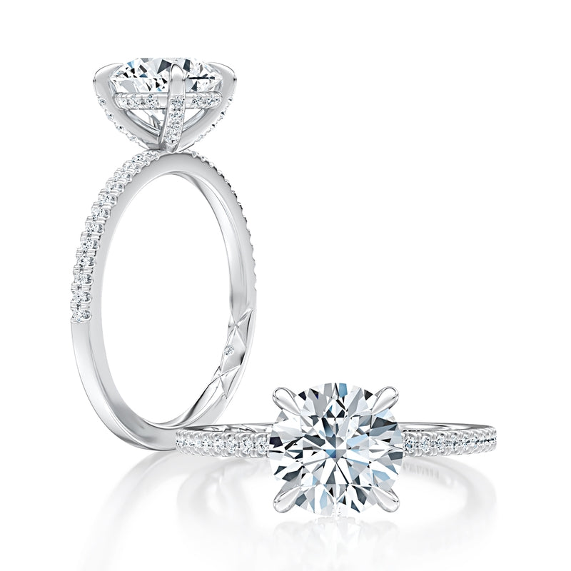 A. Jaffe Round Cut Scalloped Engagement Ring