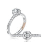 A. Jaffe Hidden Halo Round Center Diamond Engagement Ring with Diamond Band