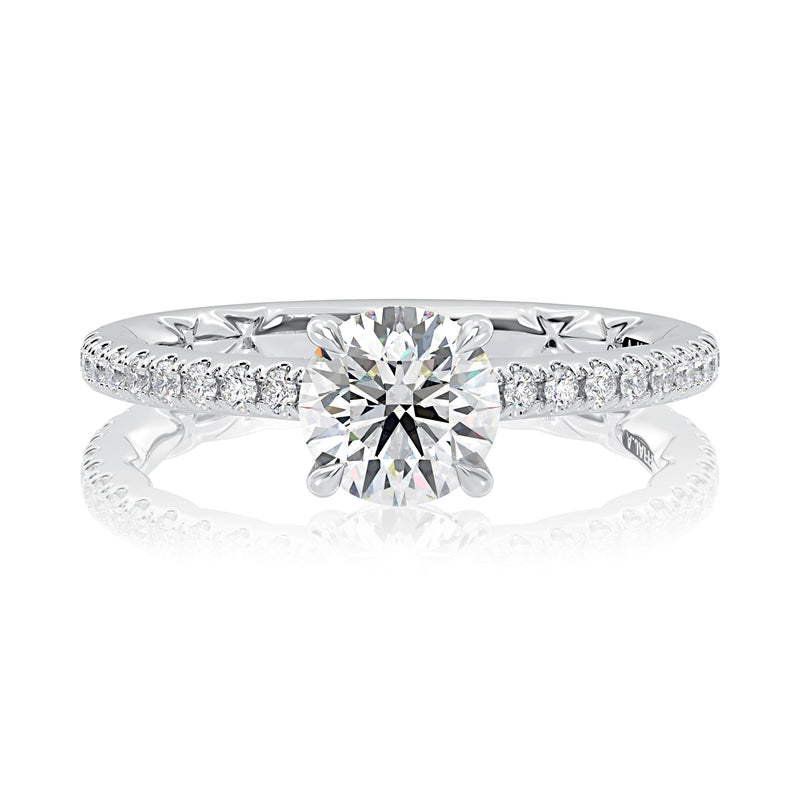 A. Jaffe Classic Round Center Diamond Engagement Ring with a Hidden Halo