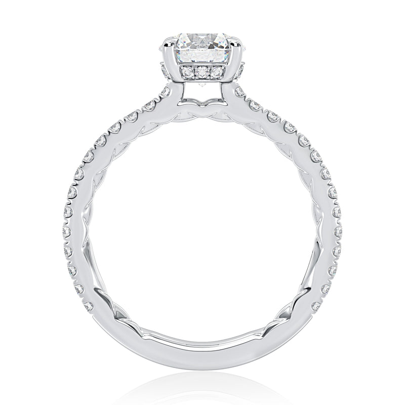 A. Jaffe Classic Round Center Diamond Engagement Ring with a Hidden Halo