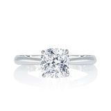 A. Jaffe Peek-A-Boo Pave Profile Cushion Center Diamond Engagement Ring with Signature A.JAFFE Quilts Interior