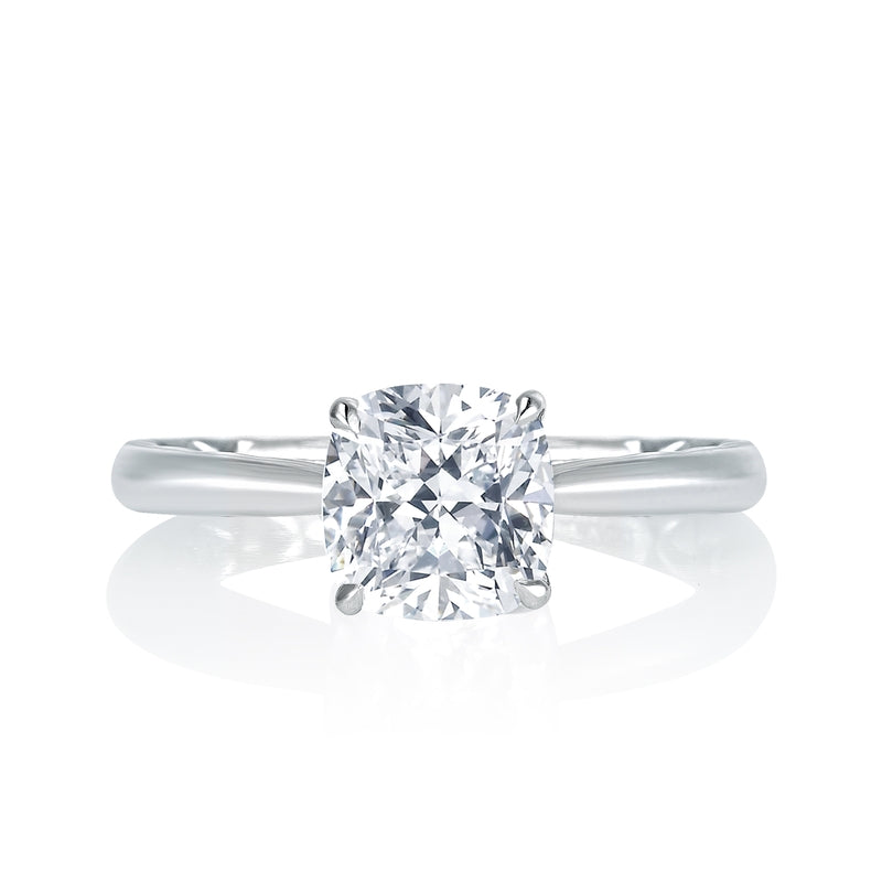 A. Jaffe Peek-A-Boo Pave Profile Cushion Center Diamond Engagement Ring with Signature A.JAFFE Quilts Interior