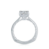 A. Jaffe Peek-A-Boo Pave Profile Cushion Center Diamond Engagement Ring with Signature A.JAFFE Quilts Interior