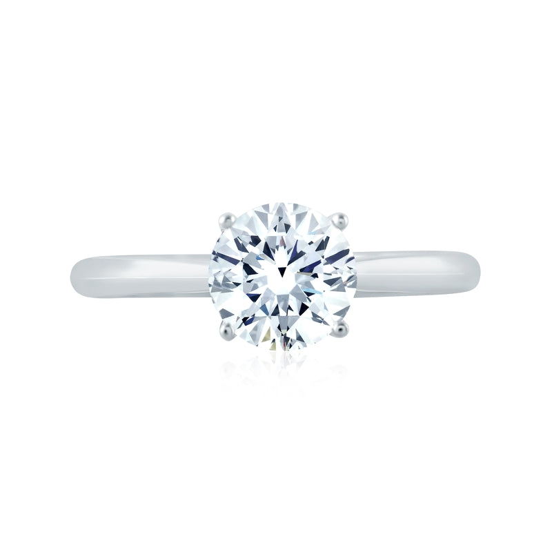 A. Jaffe Round Cut Solitaire Engagement Ring with Hidden Halo