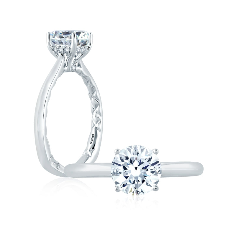 A. Jaffe Round Cut Solitaire Engagement Ring with Hidden Halo