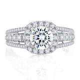 A. Jaffe Triple Split Shank Halo Round Cut Diamond engagement ring